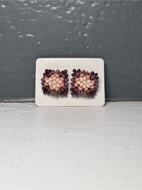 Huichol Beaded Square Stud Earrings